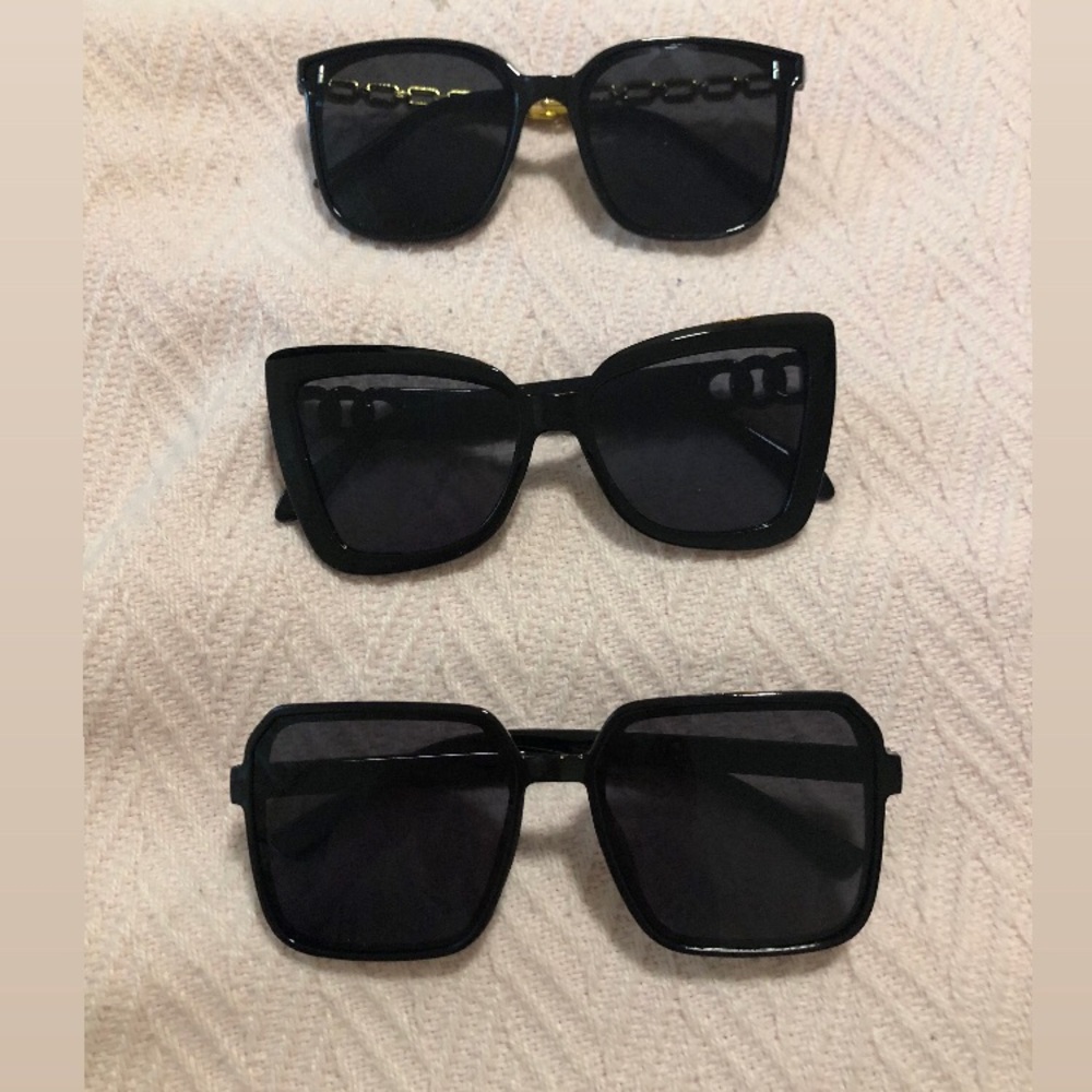 Oversized Black Square Sunglasses BRAND NEW, NEVER WORN three pairs for $15